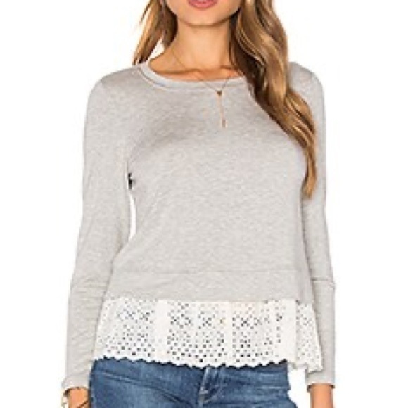 Rebecca Taylor • Long Sleeve Lace Embroidered Terry Top - Picture 2 of 9